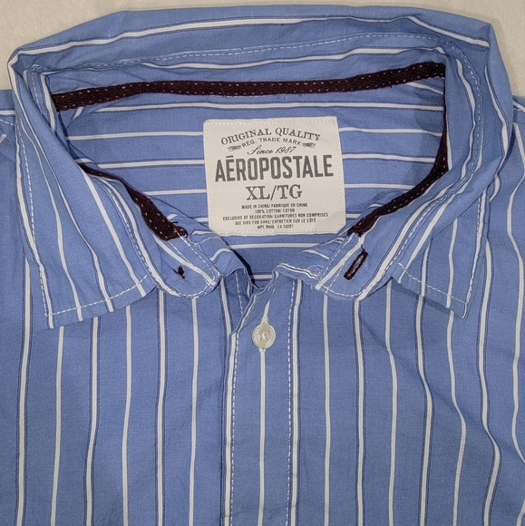Aeropostale Blue Striped Men's Shirt - Picture 2 of 3